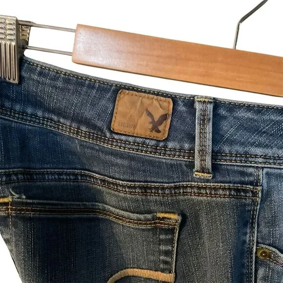 American Eagle Women's Kick Boot Super Stretch Bootcut Blue Jeans Size 14 - Picture 4 of 10